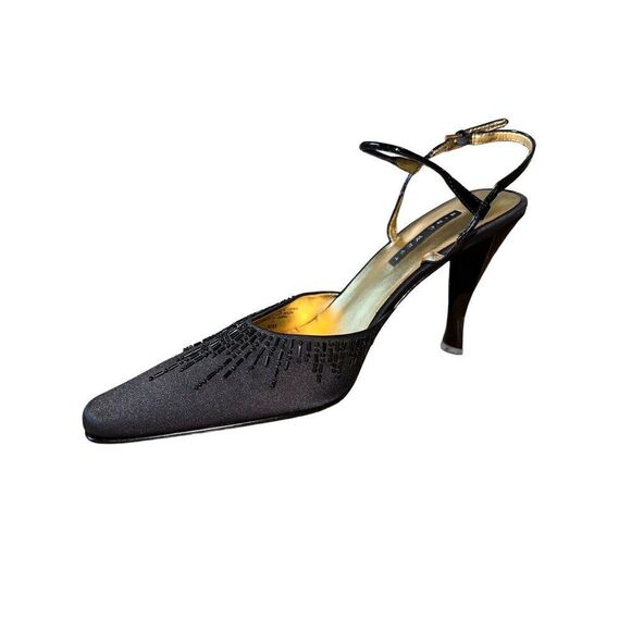 Nine West "Cordial" 10 M Black/beads Strappy Heels. 3 1/2" Heel NWB - Picture 1 of 8